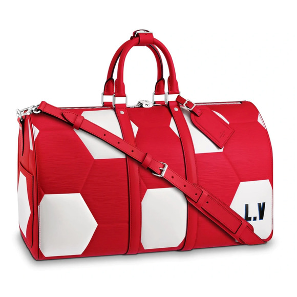 Louis Vuitton Keepall Bandouliere 50 Fifa World Cup Red Hexagon Epi Weekend Bag - Picture 1 of 10
